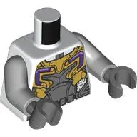 Torso, Dark Bluish Grey/Gold Armor Plating, Dark Purple Accents print, Flat Silver Arms, Dark Bluish Gray Hands