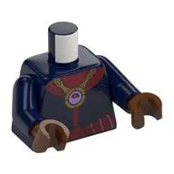 Torso, Gold Pendant with Eye, Dark Red Collar, Sash, Key, Flasks on Back print, Dark Blue Arms, Reddish Brown Hands