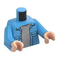 Torso Shirt, Pockets, Open over Light Bluish Grey Undershirt print, Medium Blue Arms, Light Nougat Hands
