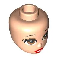 Minidoll Head, Thin Black Eyebrows, Brown Eyes, Red Lips, Teeth