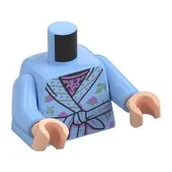 Torso, Robe, Tied Belt, Lavender/Green Flowers Decoration, Lavender Shirt print, Bright Light Blue Arms, Light Nougat Hands
