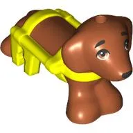 Animal, Dog, Dachshund with Vibrant Yellow Harness Pattern, Black Eyes print (Pickle)