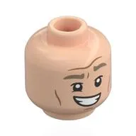 Minifig Head Professor Gilderoy Lockhart, Brown Eyebrows, Cheek Lines, Big Grin / Scared Print