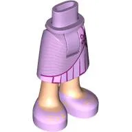 Minidoll Hips and Mid-Length Skirt with Light Nougat Ankles, Lavender Dress, Dark Purple Trim, Lavender Shoes print