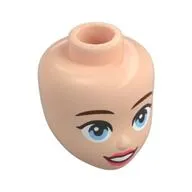 Minidoll Head, Reddish Brown Eyebrows, Medium Blue Eyes, Coral Lips, Open Mouth Smile