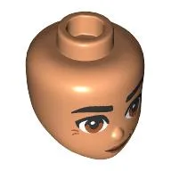Minidoll Head Thick Black Eyebrows, Brown Eyes, Nougat Lips, Crows Feet