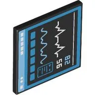 Road Sign Clip-on 2 x 2 Square with Medical Monitor, Graphs, Dark Azure Border print