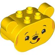 Duplo Brick 2 x 4 x 2 Rounded Ends with Ears and Pooh Print