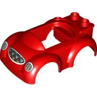 Duplo Car Body 4 x 6 x 1 1/2 with Two Studs at Back with Light Bluish Grey Headlights, Black Grill with Silver Mickey Mouses print