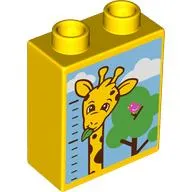Duplo Brick 1 x 2 x 2 with Measuring Tape, Top Half Giraffe, Tree print