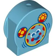 Duplo Brick 1 x 3 x 2 Round Top with Circles as Mickey Mouse Outline, Yellow/Red Decorations print