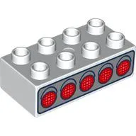 Duplo Brick 2 x 4 with 5 Red Lights, 5 Green Lights on Back print