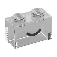 Brick 1 x 2 without Bottom Tube with Black Curved Line / Smile print