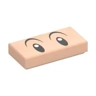 Tile 1 x 2 with Black Eyes, Eyebrows, White Pupils Print
