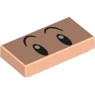 Tile 1 x 2 with Black Eyes, Raised Eyebrows, White Pupils print