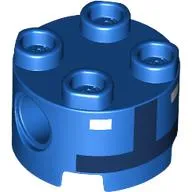 Brick Round 2 x 2, Pin Holes with Dark Blue Toad Pit Crew Torso, White Buttons print