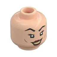 Minifig Head Bellatrix Lestrange, High Eyebrows, Evil Grin / Annoyed Print