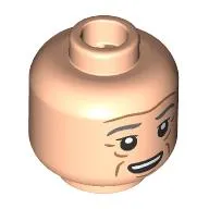 Minifig Head Bilbo Baggins, Light Bluish Grey Eyebrows, Wrinkles, Open Mouth Stare / Smirk, Raised Eyebrow