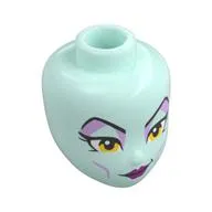 Minidoll Head, Lavender Eyeshadow, Thin Black Eyebrows, Yellow Eyes, Dark Purple Lips