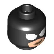 Minifig Head Spider-Woman, Face Mask, Light Nougat Face, White Spider Eyes, Angry Scowl/Smirk