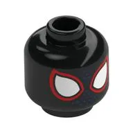 Minifig Head Miles Morales, Red/White Spider-Man Eyes, Dark Blue Dots