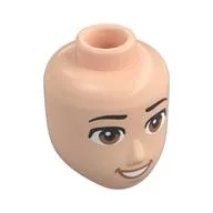 Minidoll Head Male, Black Eyebrows, Brown Eyes, Dark Tan Open Mouth