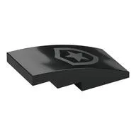 Brick Curved 4 x 2 No Studs with Silver Police Logo print