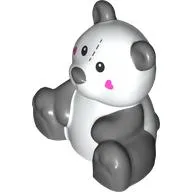 Duplo Animal Bear, Sitting with Dark Bluish Grey Ears, Legs, Dark Pink Hearts on Cheeks, Sew Line on Forehead print