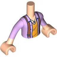 Minidoll Torso Boy with Light Nougat Arms and Hands with Lavender Open Shirt, Orange Shirt, Pendant, Nougat Suspenders print