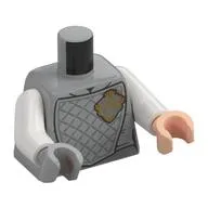 Torso, Odd Hands, Chest Protection with Dark Bluish Grey Lattice, Gold Crest, 'G' print, White Arms, Left Light Nougat Hand, Right Light Bluish Gray Hand