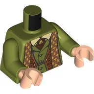 Torso Robe, Gold and Medium Nougat Trim, Decorations, Vest, Dark Orange Tie with Gold Pin print, Olive Green Arms, Medium Nougat Hands