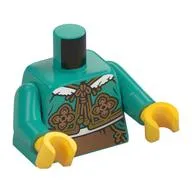 Torso, Cheongsam Bolero, Gold/Medium Nougat Decorations, White Fur print, Dark Turquoise Arms, Yellow Hands