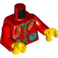 Torso, Tang Jacket, Gold Knots, Dark Turquoise Pockets, Gold Snake print, Red Arms, Yellow Hands