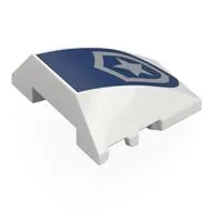 Brick Wedged, Curved 4 x 3 No Studs with Silver Police Badge on Dark Blue Background Print