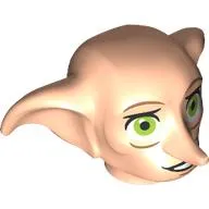 Minifig Head Special, Dobby with Lime Green Eyes and Open Black Mouth Print