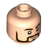 Minifig Head William T. Riker, Reddish Brown Eyebrows, Beard, Moustache, Open Mouth Smile / Neutral