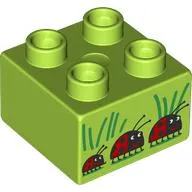 Duplo Brick 2 x 2 with Ladybugs print