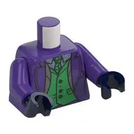 Torso Jacket, Dark Tan Lapels, open over Green Vest, Tie, Silver and Sand Blue Shirt print, Dark Purple Arms, Dark Blue Hands