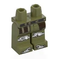 Hips and Olive Green Legs with Black Belt, Dark Brown Pockets, White Clamps on Knees and Toes print