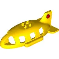 Duplo Airplane Midsize Fuselage Upper with Tail with Red Bunny print