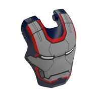 Headwear Accessory Visor Top Hinge, Rounded with Silver Mask, Red Border, White Eyes (Iron Patriot) print