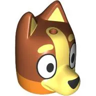 Minifig Head Special, Bluey with Bright Light Yellow Nose, Dark Orange Sides, Orange Fur (Bingo)