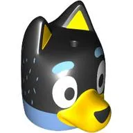 Minifig Head Special, Bluey with Yellow Nose, White Fur, Dark Blue Top (Bandit)