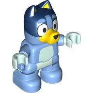 Duplo Figure Dog Small with Dark Blue Head, Light Aqua Chest, Hands (Bluey)