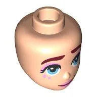 Minidoll Head Dark Red Eyebrows, Bright Pink Eyeshadow, Bright Light Blue Eyes, Crooked Smile