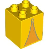 Duplo Brick 2 x 2 x 2 with Orange Tent Opening print