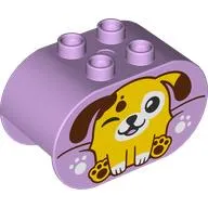 Duplo Brick 2 x 4 x 2 Rounded Ends with Yellow/Reddish Brown Dog print