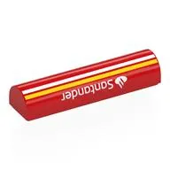 Brick Curved 1 x 4 x 2/3 Double, No Studs with White 'Santander', White and Yellow Stripes print