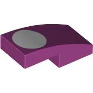 Slope Curved 2 x 1 No Studs [1/2 Bow] with White Oval print