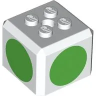 Brick Special Cube with 2 x 2 Studs on Top, and Bright Green Circles Print